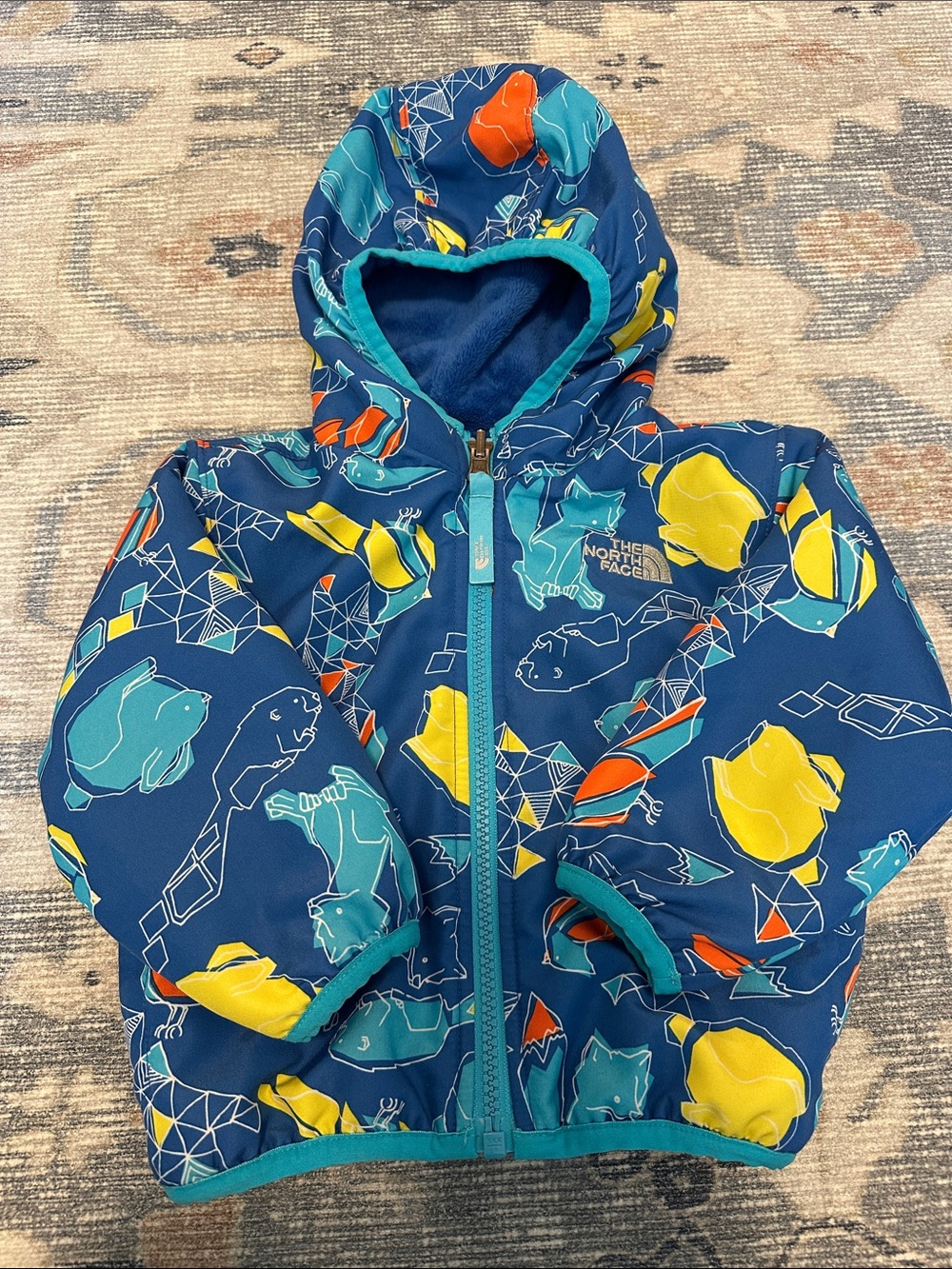 The North Face Navy Kids Reversible Hooded Jacket